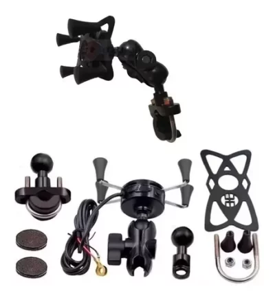 Soporte Porta Celular P/ Manubrio Moto Toma Cargador Usb 5v - Imagen 3