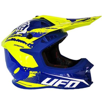 UFO Casco Intrepid azul amarillo fluo Talle M - Imagen 2