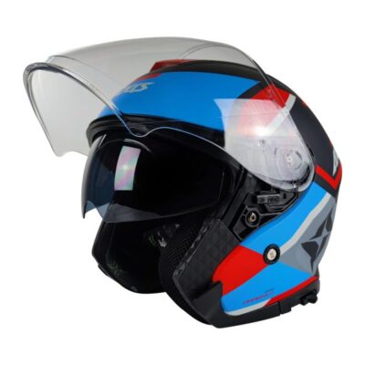 Casco Axxis Jet Mirage SV Damasko Azul Rojo Mate T M - Imagen 4