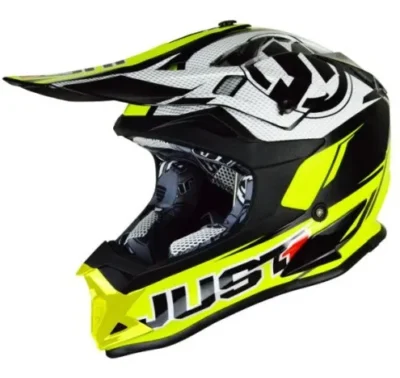 just 1 casco J32 Pro Rave Negro Blanco Amarillo T L