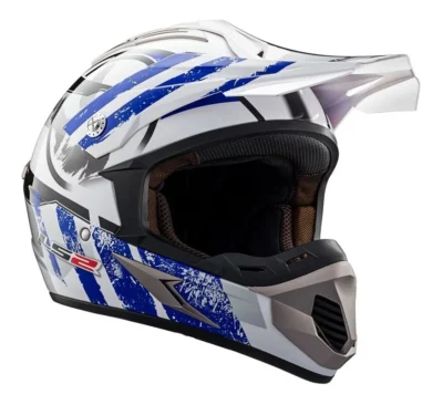 LS2 Casco MX433 Stripe Balnco/Azul T L