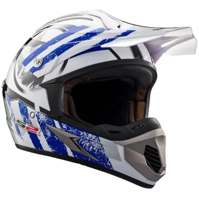 LS2 Casco MX433 Stripe Balnco/Azul T L